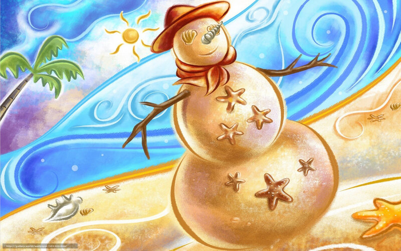 Beach snowman with starfish