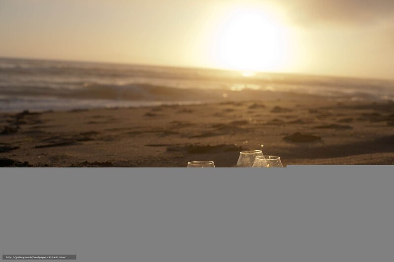 Beach sunset with glasses