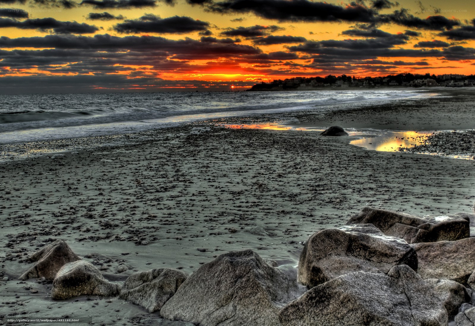beach sunset with rocks