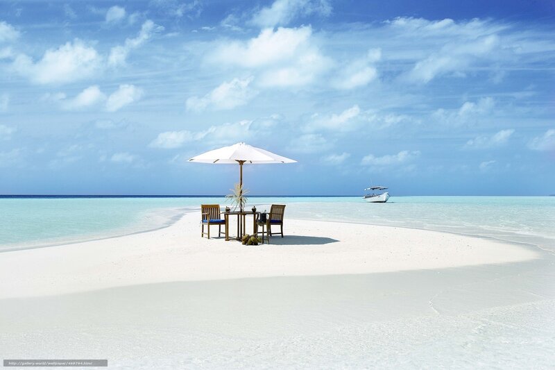 Beach table with umbrella