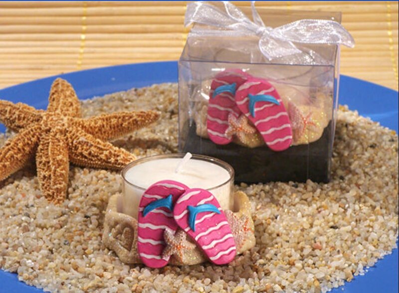 beach-themed candle favors