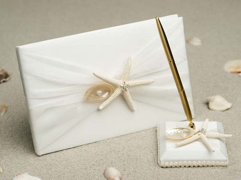 beach-themed guest book set