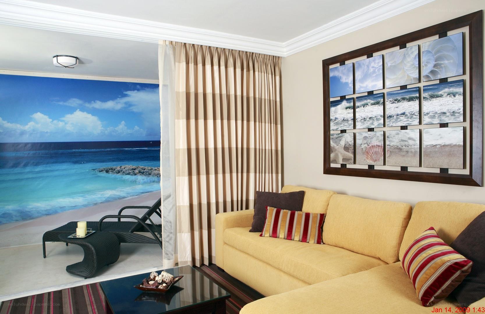 Beach-themed hotel room