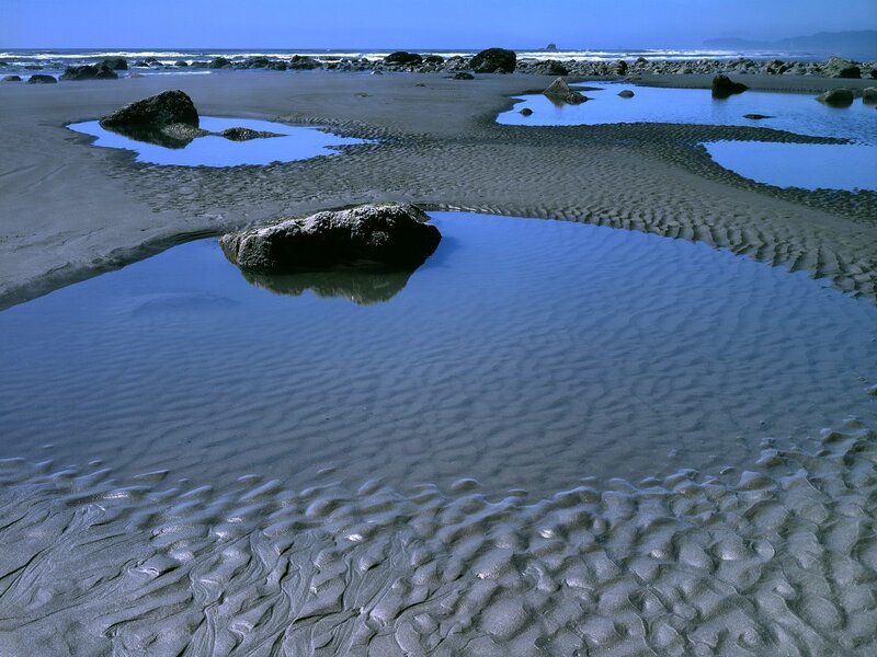 beach tide pools with rocks