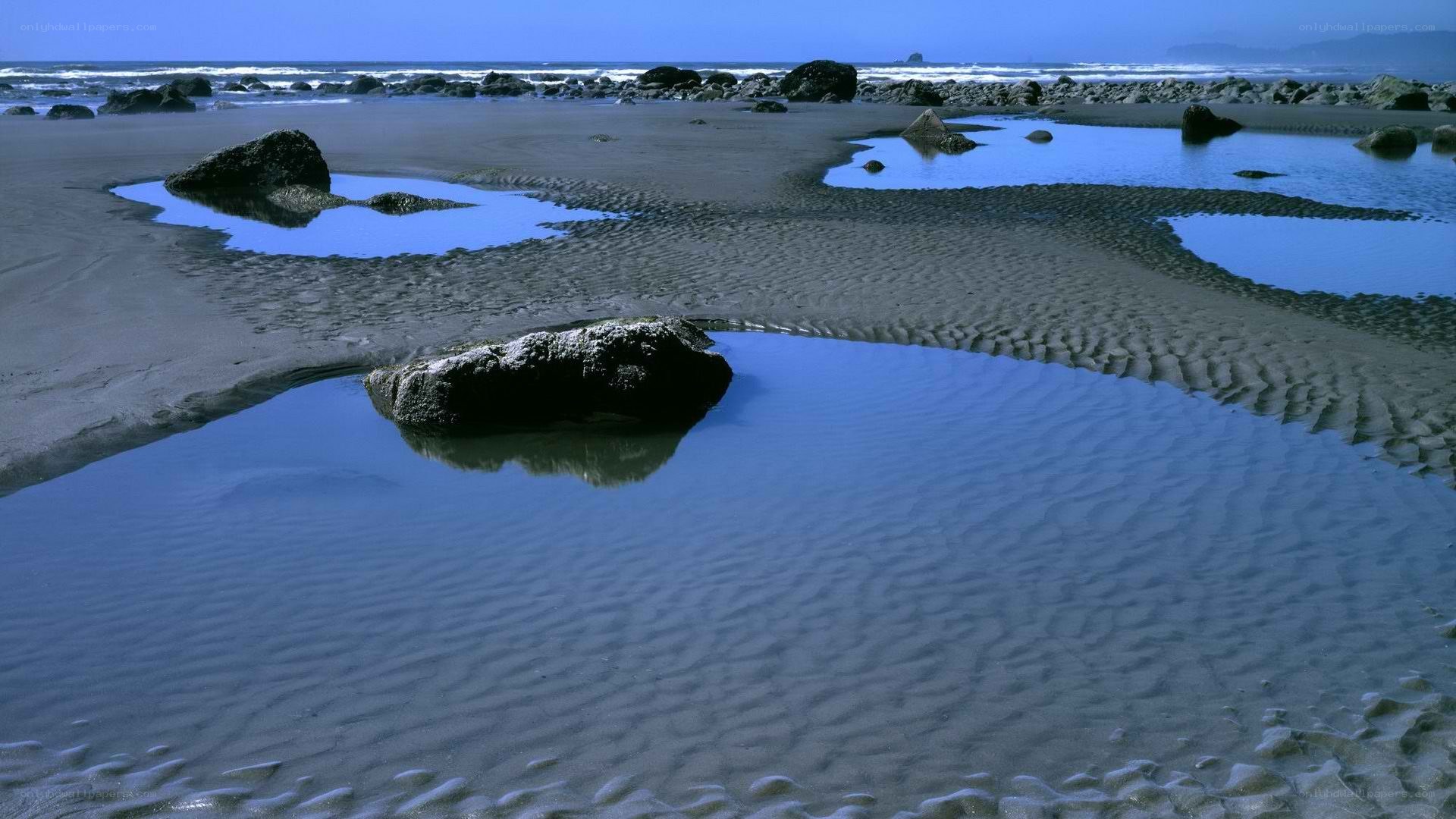 beach tide pools with rocks