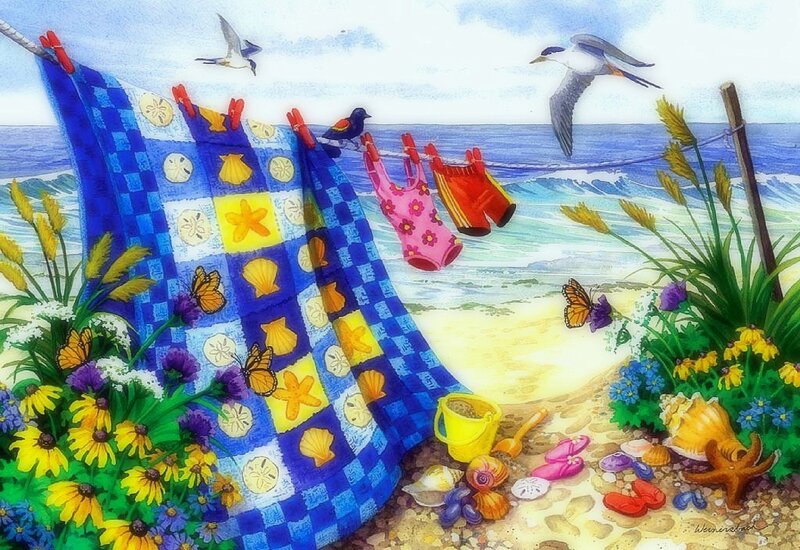 Beach Towel on Clothesline