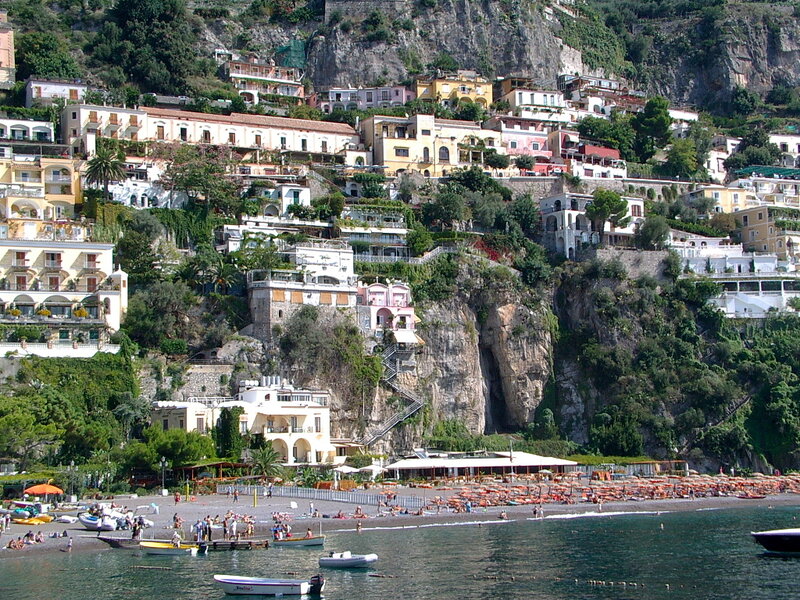 Beach town on a cliffside