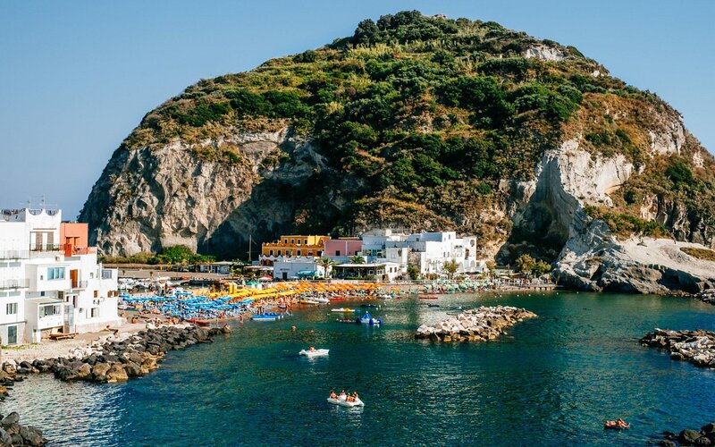 Beach Town with Rocky Hill