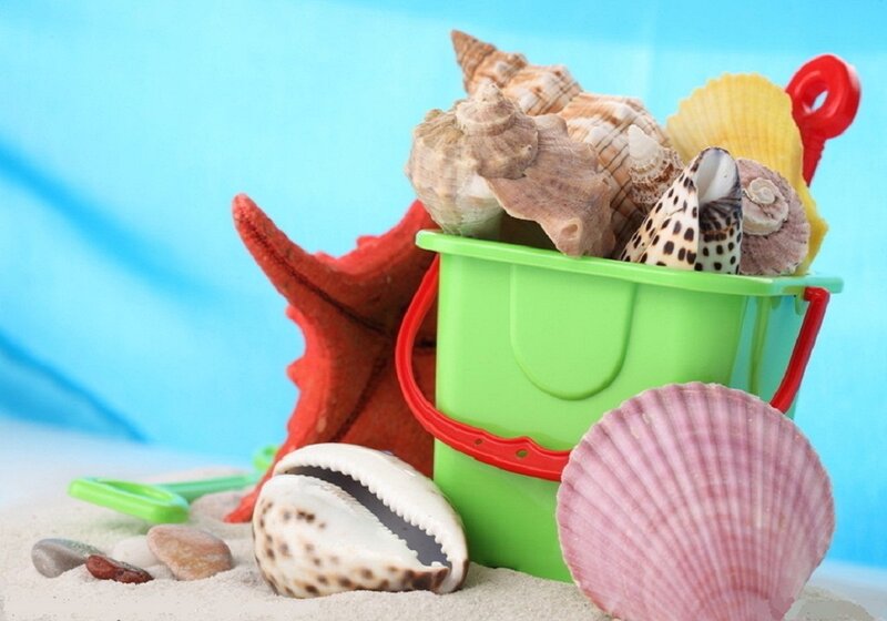 Beach Toys and Seashells — Blue