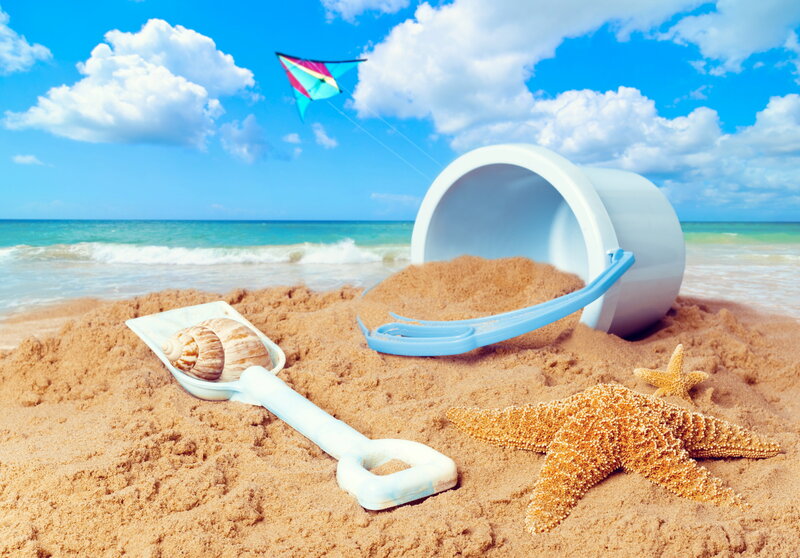 Beach Toys on Sand — Blue, Serene