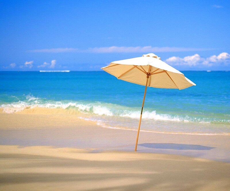 Beach Umbrella on Sand — Blue, Serene