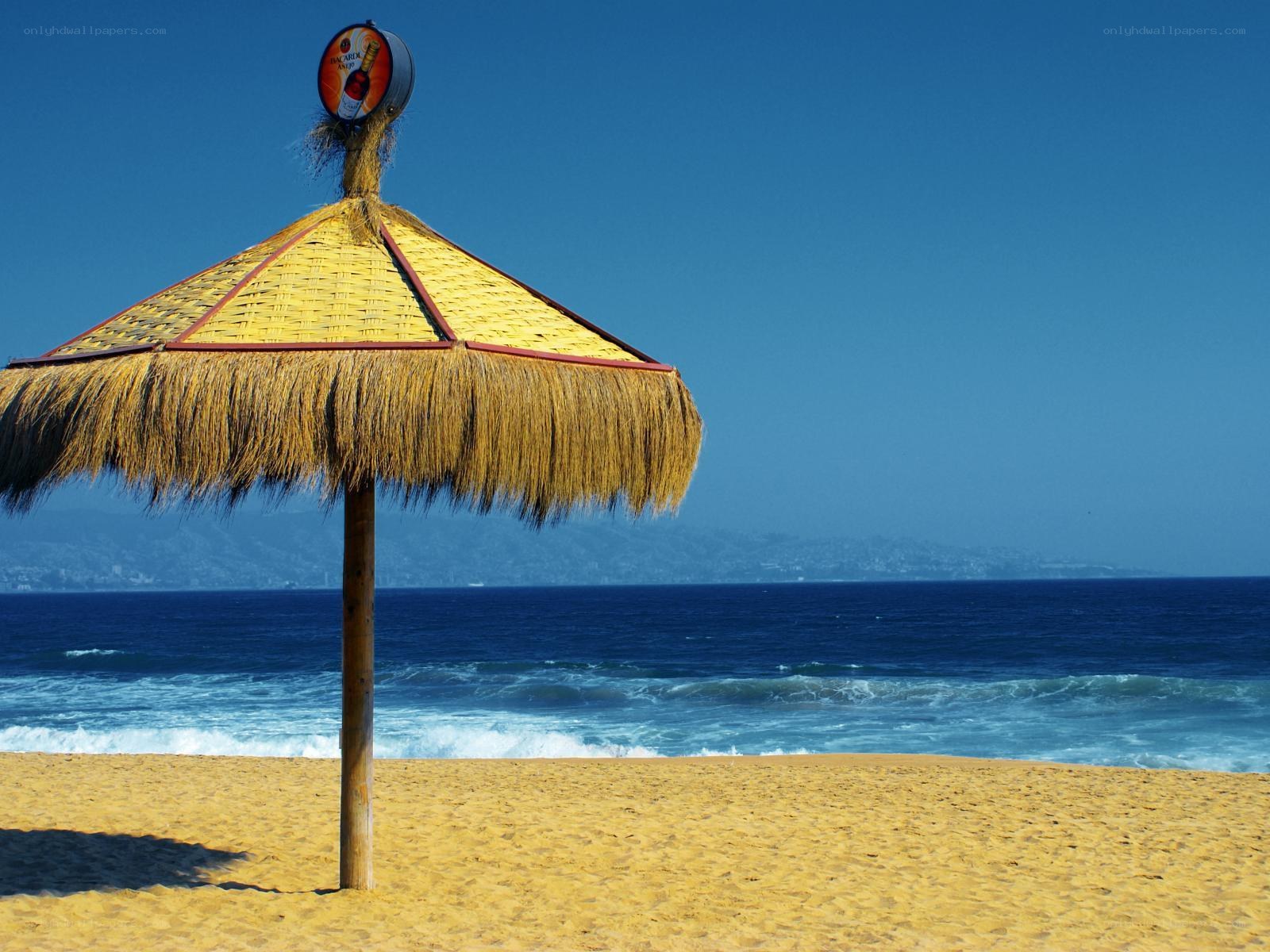 Beach umbrella on sunny day