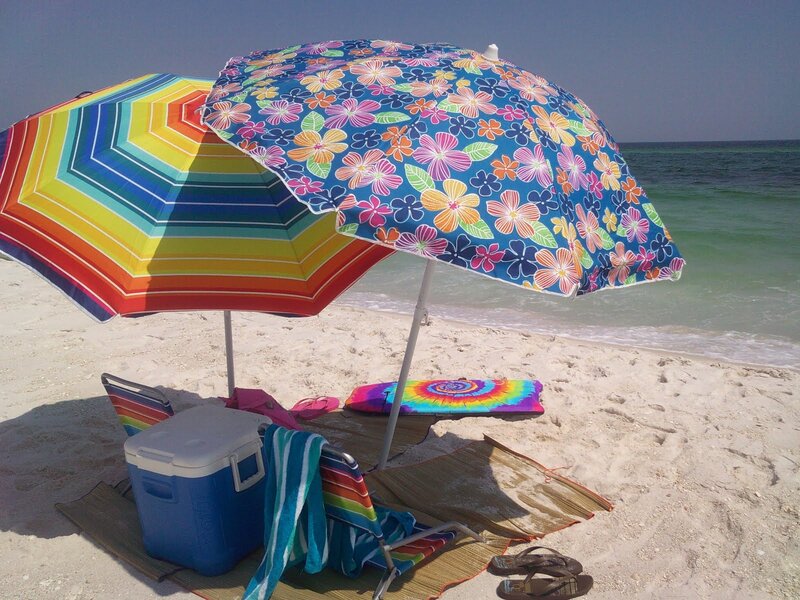 Beach Umbrellas and Cooler
