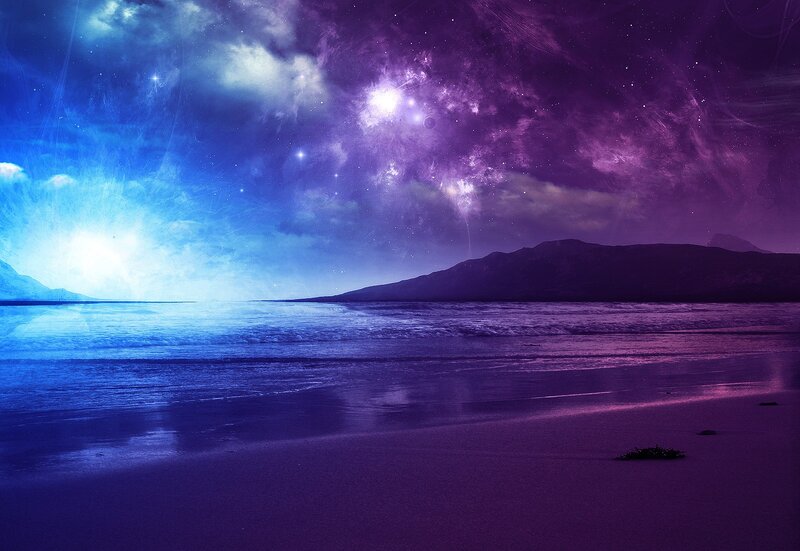 Beach under Starry Sky — Purple