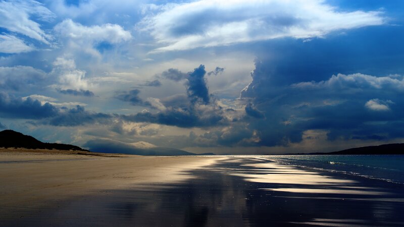 Beach under Stormy Sky — Blue, Dramatic