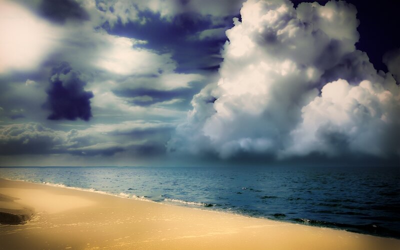 Beach under Stormy Sky — Blue