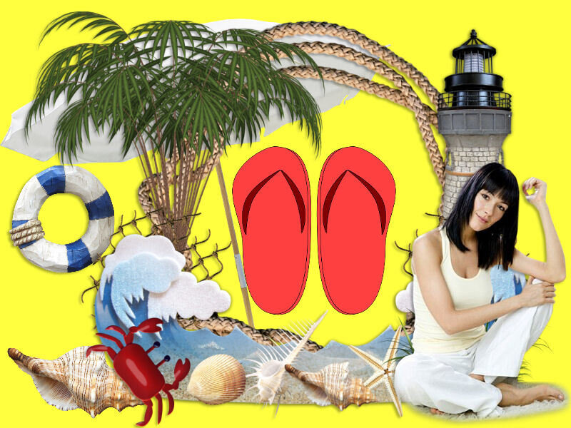 beach vacation collage