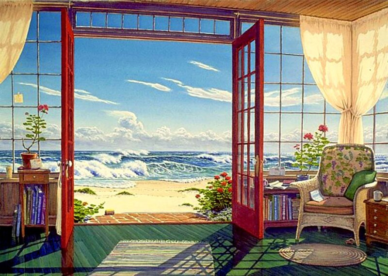 Beach View from Porch — Blue