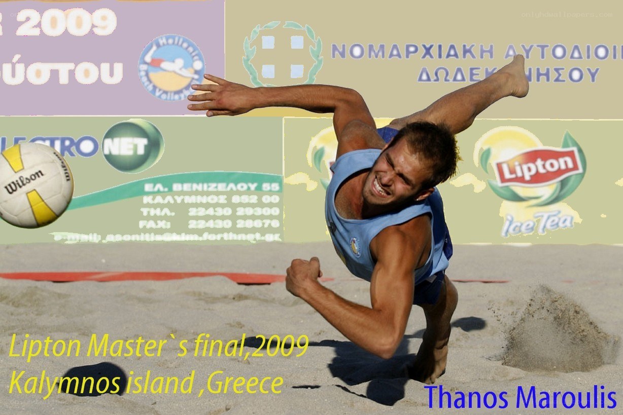 Beach volleyball player in action