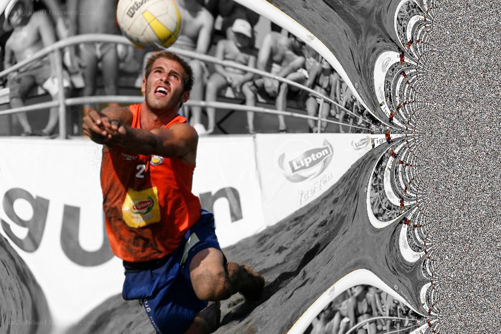 Beach volleyball player in action