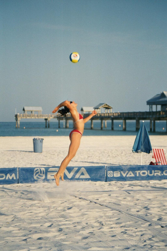 beach volleyball player in action