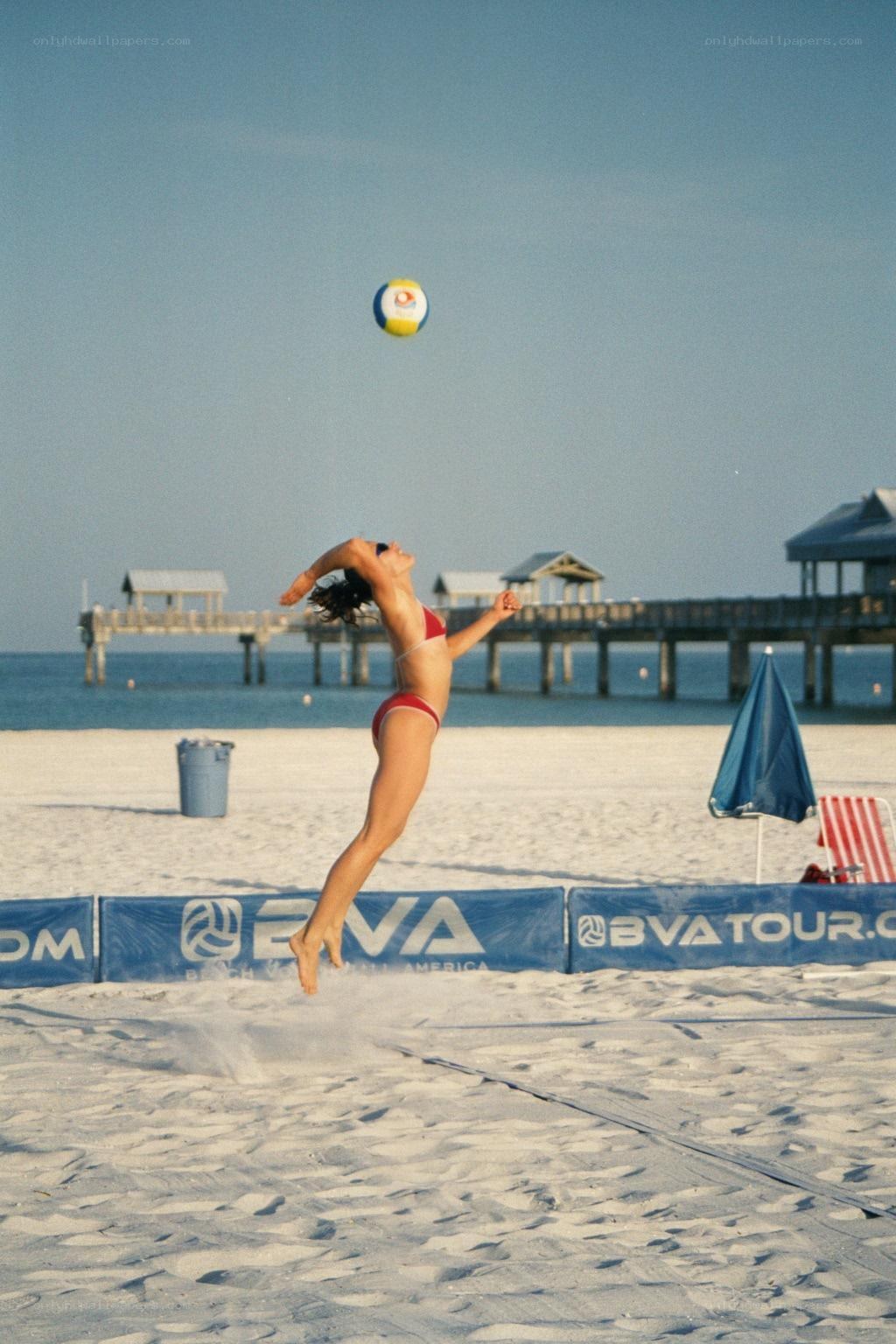 beach volleyball player in action