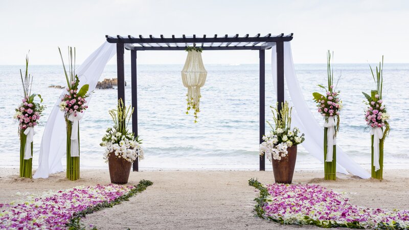 Beach Wedding Arch — White, Serene, Afternoon, Photograph, Flowers, Ocean