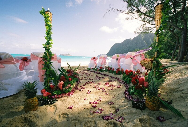 beach wedding ceremony setup