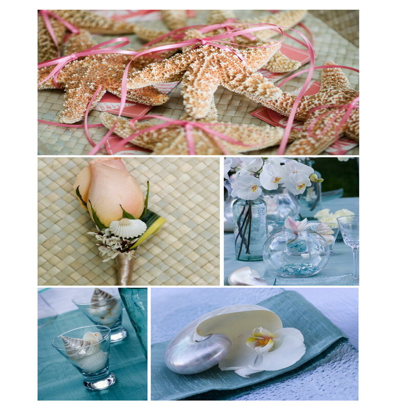 beach wedding decor collage