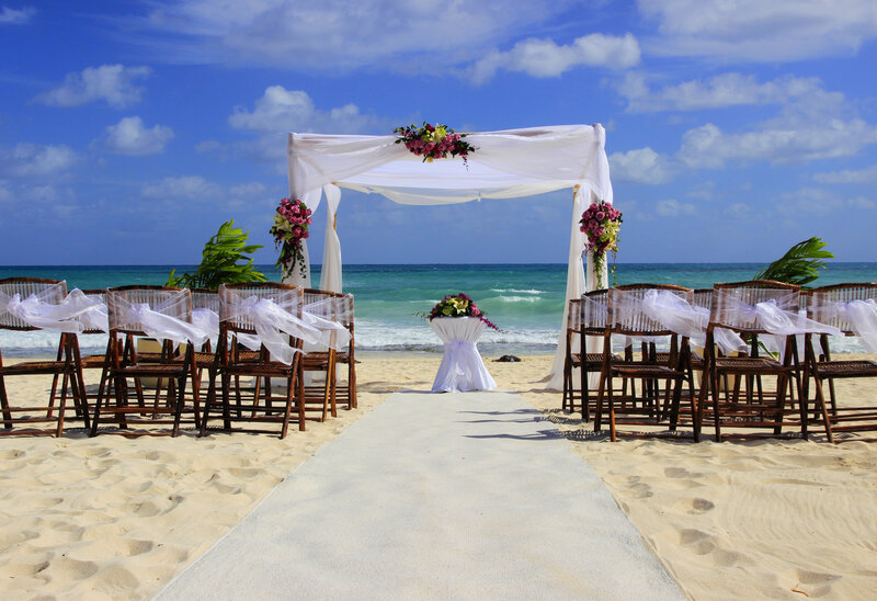 Beach Wedding Setup — Blue, Serene, Afternoon, Photograph