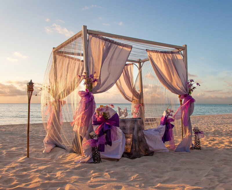 Beach Wedding Setup — Purple