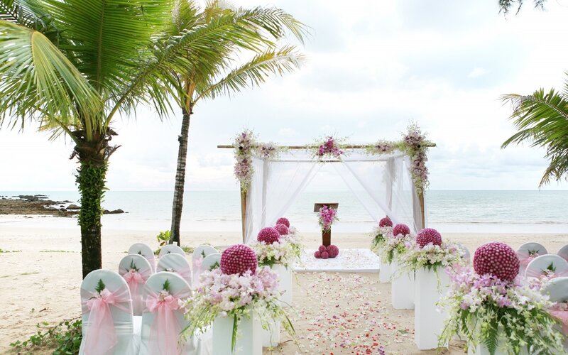 Beach Wedding Setup — White, Serene, Afternoon, Photograph