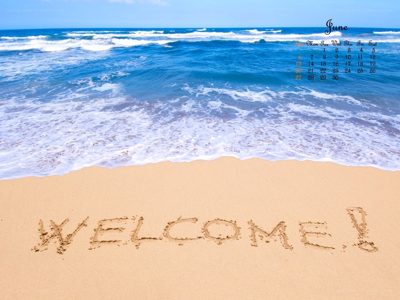 Beach welcome calendar