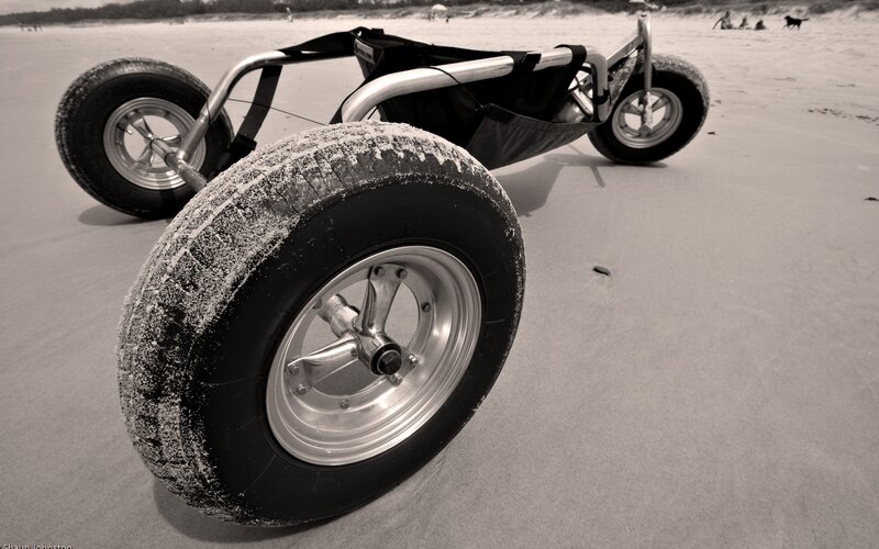 Beach wheelchair on sand