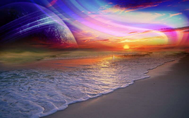Beach with Alien Planet
