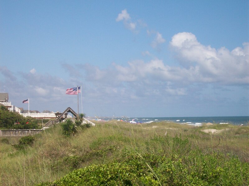 Beach with American Flags