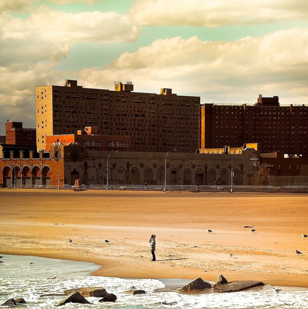Beach with apartment buildings