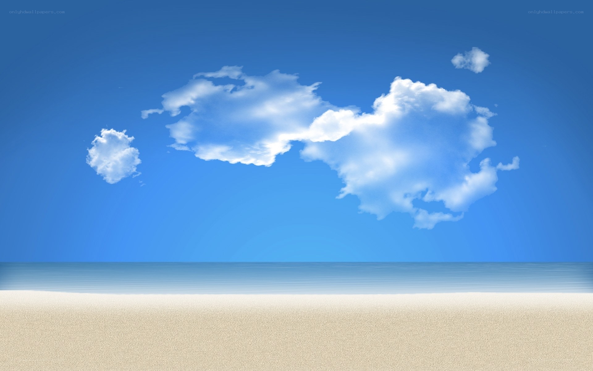 Beach with blue sky and clouds