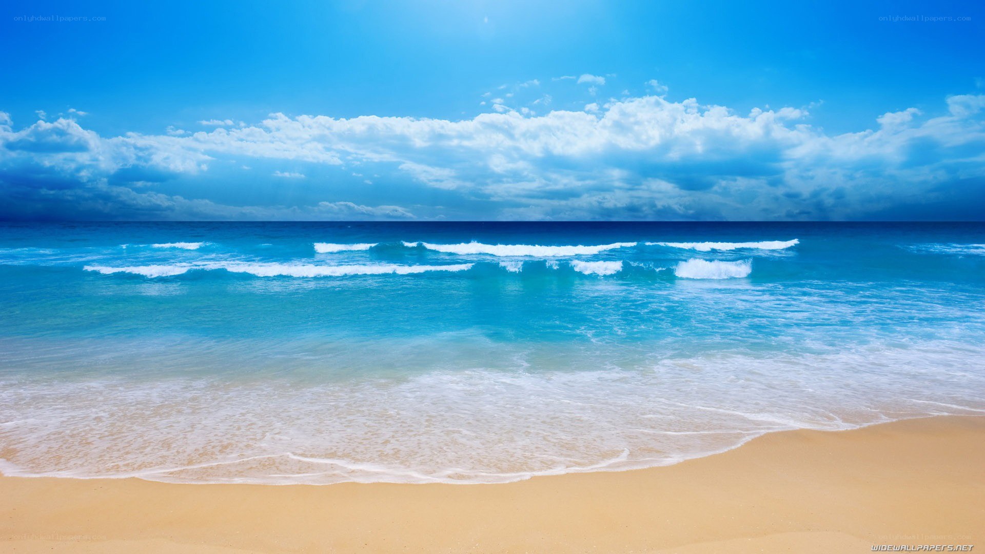 beach with blue sky and waves