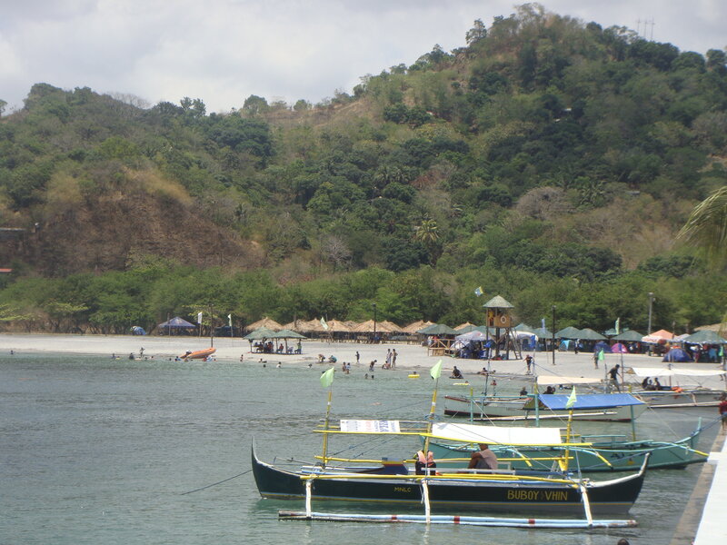 Beach with Boats and People — Green