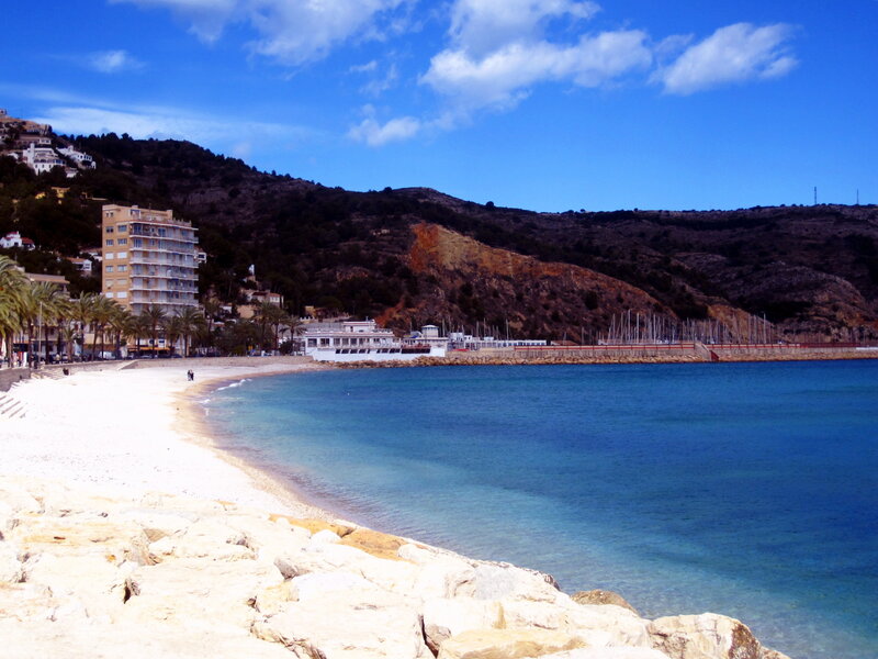 Beach with Buildings — Blue, Serene