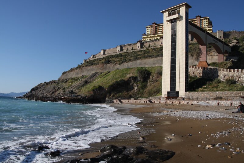 Beach with Castle and Tower — Blue