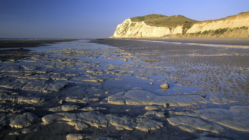 beach with chalk cliffs