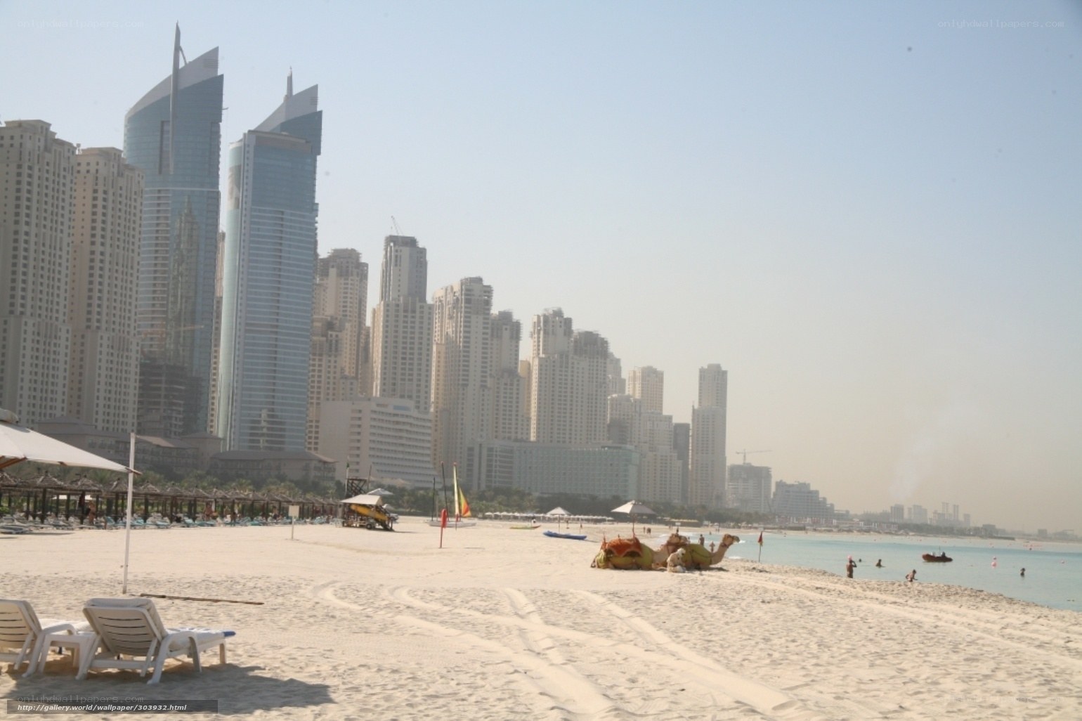 beach with city skyline