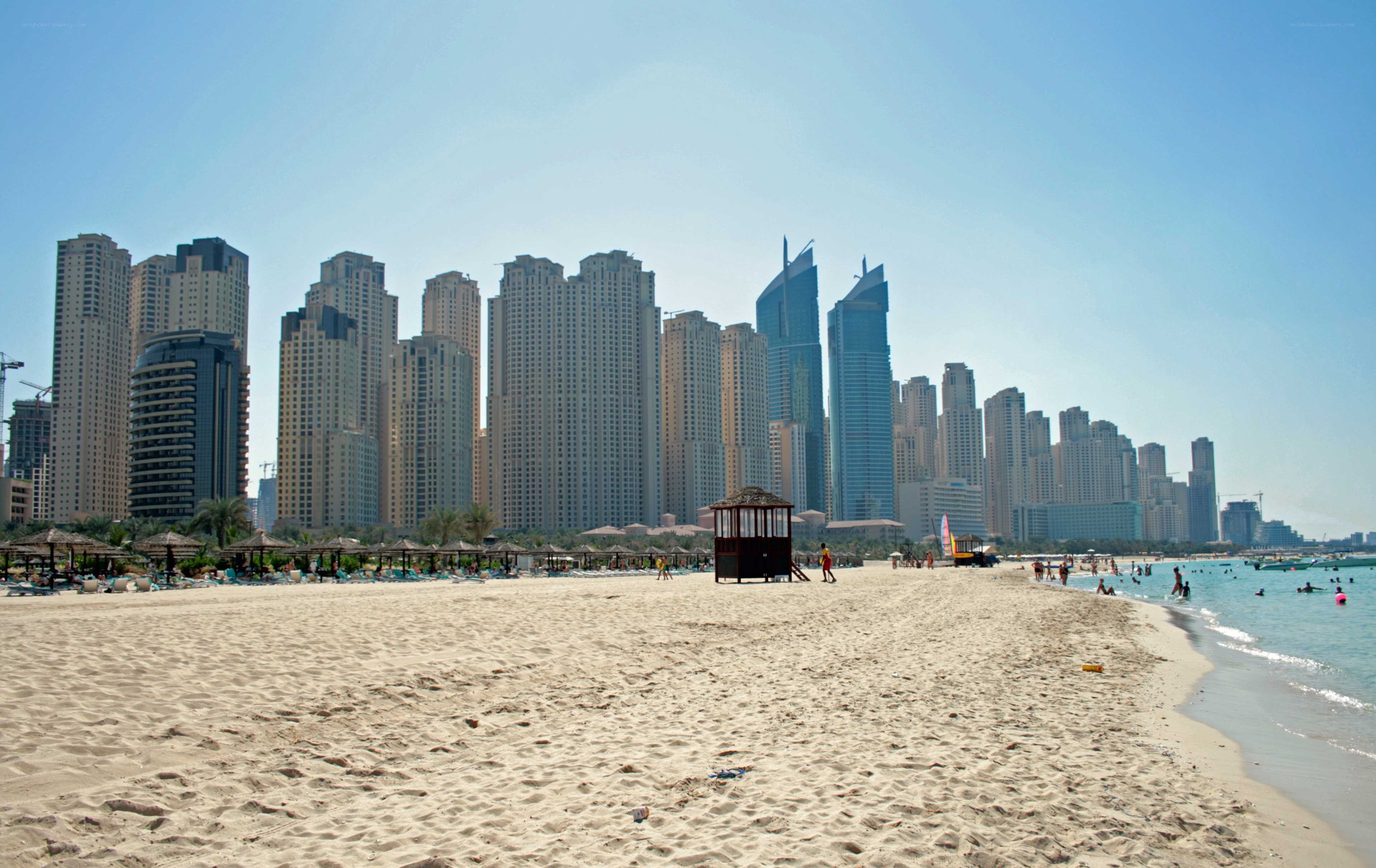beach with city skyline