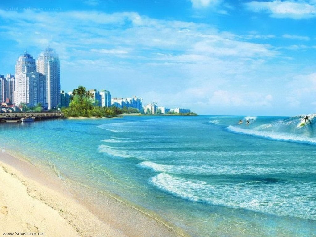 beach with city skyline