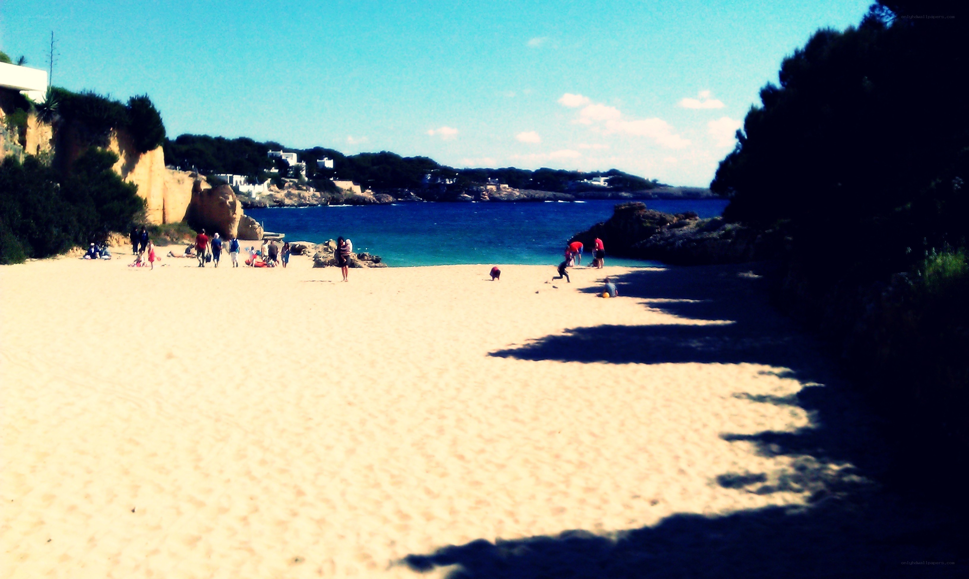 beach with cliffs and people