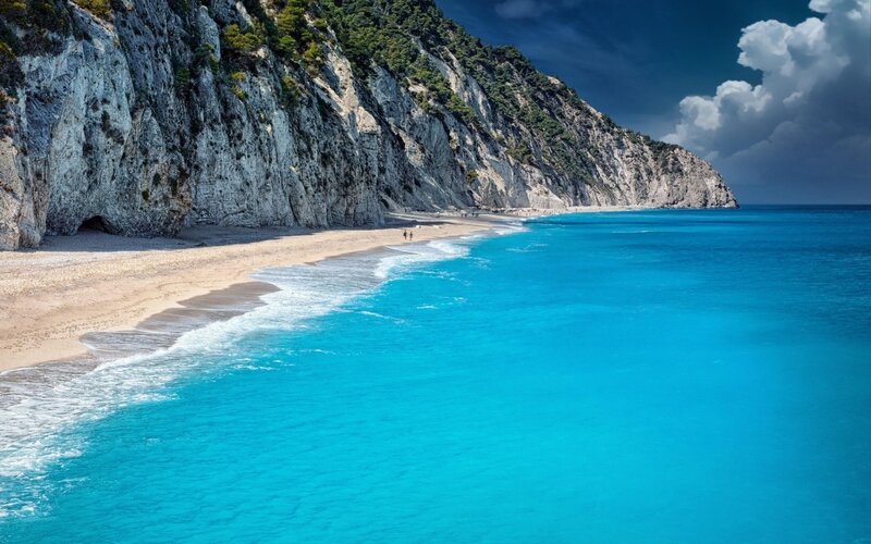 Beach with Cliffs — Blue, Dramatic, Afternoon