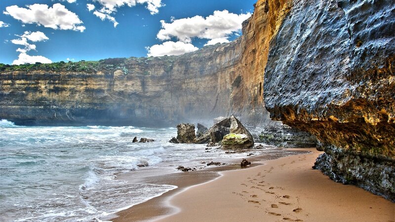 Beach with Cliffs — Blue, Dramatic