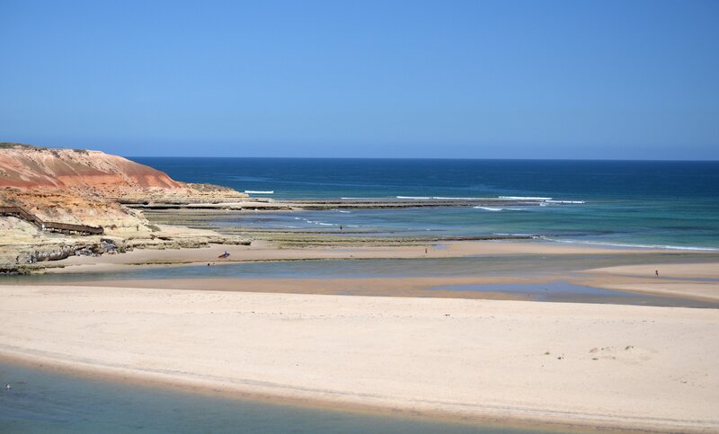 Beach with Cliffs — Blue, Serene, Afternoon
